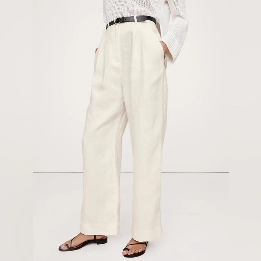NWT! Banana Republic Soho High-Rise Wide-Leg Linen Pant - Size 6 & 16 📀1️⃣2️⃣